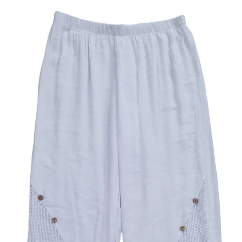 Creation Women's White Resortwear Boho Layered Pants‎ Size XLarge